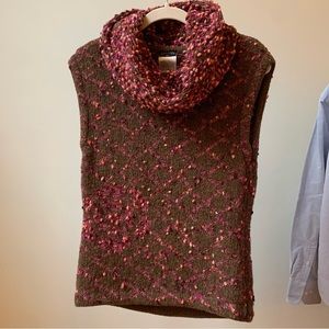 Chanel FW 2001 Brown Cowl Neck Sleeveless Sweater Sz 2